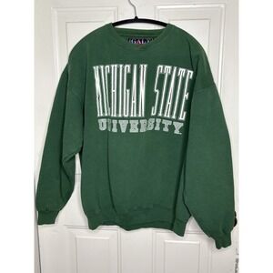 Vtg Michigan State Spartans Crewneck Sweatshirt 90s DOUBLE SIDE XL MSU Sparty